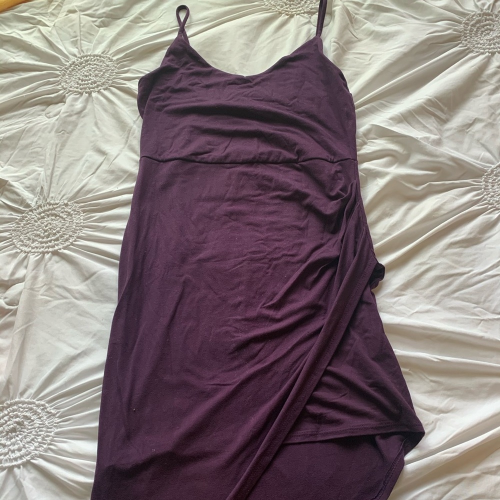Long Mauve Purple bodycon dress with slit